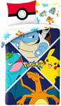 Set Lit Pokemon Charizard Pikachu Blastoise Housse de Couette Polyester 140x200