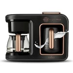 Karaca Hatır Plus Mod 5 en 1, 750 ml, thé/café filtre et machine à café turque Black Copper, pour café, thé, lait et café turc, 1385 W, 5 + 5 tasses