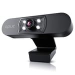 CSL - Full HD 1080p Webcam with Microphone - 2k 1920x1080P @ - 4 Auxiliary Lights/Scene Light - 5P Lens - Auto White Balance - for PC MAC - OBS, Zoom, Mixer, Skype, FaceTime - Laptop Notebook