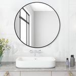 Miroir De Salle De Bain Rond Sans Éclairage Noir 60 Cm Miroir Mural Avec Cadre En Métal Noir Mat Miroir Décoratif Bord Noir