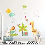 Stickers muraux enfants - Decoration chambre bébé - Sticker mural chambre enfant - Autocollant mural animaux d'Afrique dans la savane - H60 x L90 cm