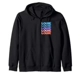 Funny Modern Repeated Text Design First Name Louie Zip Hoodie