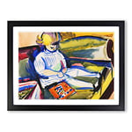 Child On Sofa By Henry Lyman Sayen Classic Painting Framed Wall Art Print, Ready to Hang Picture for Living Room Bedroom Home Office Décor, Black A2 (64 x 46 cm)