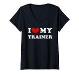 Womens I Love My Trainer, I Heart My Trainer V-Neck T-Shirt