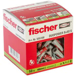 fischer - Cheville bi-matière et multi-matériaux DUOPOWER 8x40 avec vis/Boîte de 50 Gris/Rouge