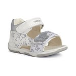 Geox Bébé Fille B Sandal Tapuz Girl Premiers Pas, White/Silver, 18 EU