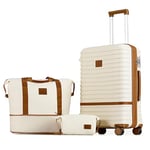 Joyway Set de Valise Voyage, Valises ABS Set de Cabine, Grande Valise Trolley Ultra-Légère, roulettes à 360° et Verrou TSA, Inclus 1 Valise de 24 Pouces, 1 Sac de Voyage et 1 Sac à Bandoulière.