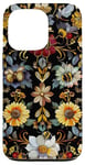 Coque pour iPhone 13 Pro Beau motif abeilles et fleurs noires