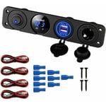 BSR - tonchean Accessoires portable pour voiture,4 en 1 Marine Switch Panel, 12V 4.2A Dual usb Socket Chargeur Prise de Courant et led Voltmètre et