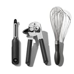 OXO Good Grips 3-Piece Everyday Kitchen Tool and Utensil Set, Swivel Peeler, Can Opener, Whisk [Amazon Exclusive]