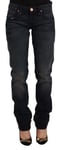 Acht Jean Noir Délavé Coton Jeans Skinny Taille Basse Pantalon S.W26