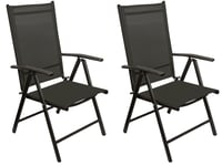 2er-Set Aluminium Jardin Siège Pliant Noir Réglable Fauteuil en Alu de Terrasse