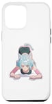 Coque pour iPhone 12 Pro Max Blue Hair Anime and Manga Style Chat Girl In Stretching Pose