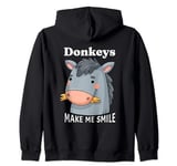 Donkeys Make Me Smile Donkey Lover Cute Farm Animals Zip Hoodie