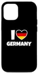 Coque pour iPhone 14 Pro I Love Germany avec le drapeau allemand et le coeur