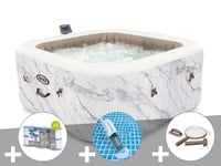 Kit spa gonflable Intex PureSpa Calacatta carré Bulles 4 places + 6 filtres + Aspirateur + Kit d'entretien