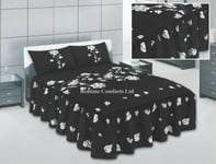 3' Single LUXURY (3 Pce) "QUILTED" FITTED BEDSPREAD (BLACK & WHITE) CHARISMA