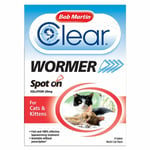 Bob Martin Clear Cat Wormer Spot On For Cat & Kitten Over 1kg Worming Treatment