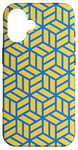 Coque pour iPhone 16 Blue Yellow Cubes Hexagons Geometric Lines Optical Pattern