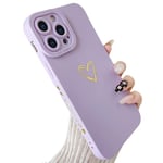 SmoBea Compatible with iphone 11 Pro Case, Cute Gold Heart Pattern Phone Case for Women Girls With Side Small Love Pattern Silicone Protective Shockproof Phone Case (purple)