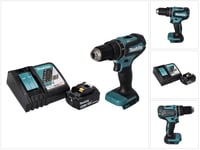 Makita DHP 485 RT1 akkuiskuporakone 18 V 50 Nm + 1x akku 5,0 Ah + laturi