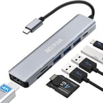 Hub USB C, 7-in-1 Hub USB-C Adaptateur Multiport USB C vers HDMI, PD 100W USB 3.0 Dock Hub USB C HDMI Multiport pour Macbook Air/Pro, iPhone 15, ipad Pro, Galaxy, XPS, Chromebook, Surface, HP, ect.