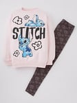 Disney Lilo & Stitch Disney Stitch 2 Piece Sweat And Legging Set, Pink, Size 8-9 Years