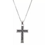 Emporio Armani Men's Cross Necklace, Black/Silver