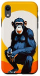 Coque pour iPhone XR Chimpanzé à l'horizon avec soleil dans le jeu de couleurs primate singe