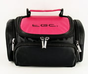 TGC New Hot Pink & Black Deluxe Shoulder Carry Case Bag for The Nikon D3200 Camera & Accessories - Cables - Charger - Batteries - Memory Card - Etc.