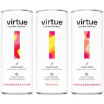 Virtue Clean Energy Mixed Pack - 12 x Yerba Mate Natural Energy Drinks - Sugar Free, Zero Calories, Vegan (12 x 250ml) [Strawberry & Lime, Tropical, Peach & Raspberry]