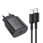 25W supersnabb laddningshuvud lämplig för Samsung Note10/s10/s20 mobiltelefon PD-laddare Type-C-port black Charger+cable