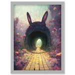 Down The Rabbit Hole Alice In Wonderland Easter Bunny Tunnel Artwork Framed Wall Art Print A4