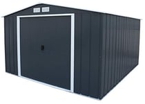 Duramax ECO 10 x 12 (11.68 m2) Metal Garden Storage Shed, Hot-Dipped Galvanized Metal Garden Shed, Tool Storage Shed, Strong Reinforced Roof Structure, Maintenance-Free Metal Shed, Anthracite