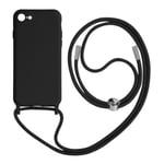 iPhone 7, 8, SE 2020 och 2022 Cord Case Halvstyv rem runt halsen Svart Svart