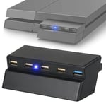 5-portars USB-hubb för PS4 Slim Edition, USB 3.0/2.0 höghastighetsadapter