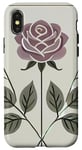 Coque pour iPhone X/XS Rose florale botanique, style minimaliste, roses d'amour