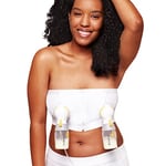 Medela Hands-free, Bustier d’expression kit mains libres, Soutien-gorge d’expression mains libres avec tissu Adaptive Stretch pour un ajustement parfait Blanc XL