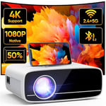 Vidéoprojecteur 4K Supporté, Natif 1080P 5G WiFi Bluetooth Projecteur avec 50% Zoom, AKATUO Mini Projecteur Portable LED Rétroprojecteur Home Cinéma 200'' pour Smartphone/TV Stick/HDMI/USB