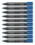 STAEDTLER Lumocolor Bullet Tip Permanent Marker, Blue, Pack of 10 Pack of 10 Bul