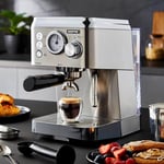 GEEPAS Espresso & Cappuccino Coffee Machine with Milk Frother 15Bar 1140W Silver