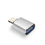 adaptateur USB 3.0 OTG pour iPhone 14 13 12 11 Pro,iPad,convertisseur de disque U,éclairage mâle vers USB - Type Silver