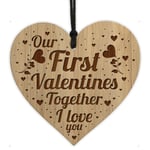 Our First Valentines Together Gift For Him Her Engraved Heart Valentines Card