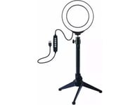 Puluz Led-Ringlampa 12 Cm, Med Tripod Bordsstativ Upp Till 24,5 Cm, Usb, Rgbw (Pkt3049b)