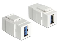 DELOCK – Keystone module, USB 3.0 A fe - fe, 19.2x14.9mm, white (86319)