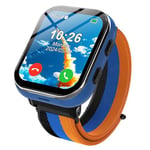 PTHTECHUS Montre Intelligente pour Enfants 4G, Montre téléphone avec Fonction d'appel, appels bidirectionnels, Appareil Photo, MP3, SOS, Carte d'apprentissage, Cadeau pour garçons Filles Bleu