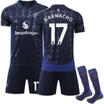 2024-2025 Manchester United bortaställ för barn fotbollströja kit NO.17 Garnacho 22