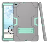 Étui de Protection en Silicone pour Tablette Samsung Tab A7 10.4 T505/T500/T507/T505N (2020) avec béquille, Durable et Robuste, Absorption des Chocs Harthy(Gris + Turquoise)