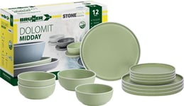 Brunner Midday Stone Touch Melamine 12 Piece Dinner Set - Dolomit Green