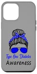 Coque pour iPhone 14 Plus Type One Diabetes Diabetic T1D Chignon désordonné Cheveux Femmes Soutien